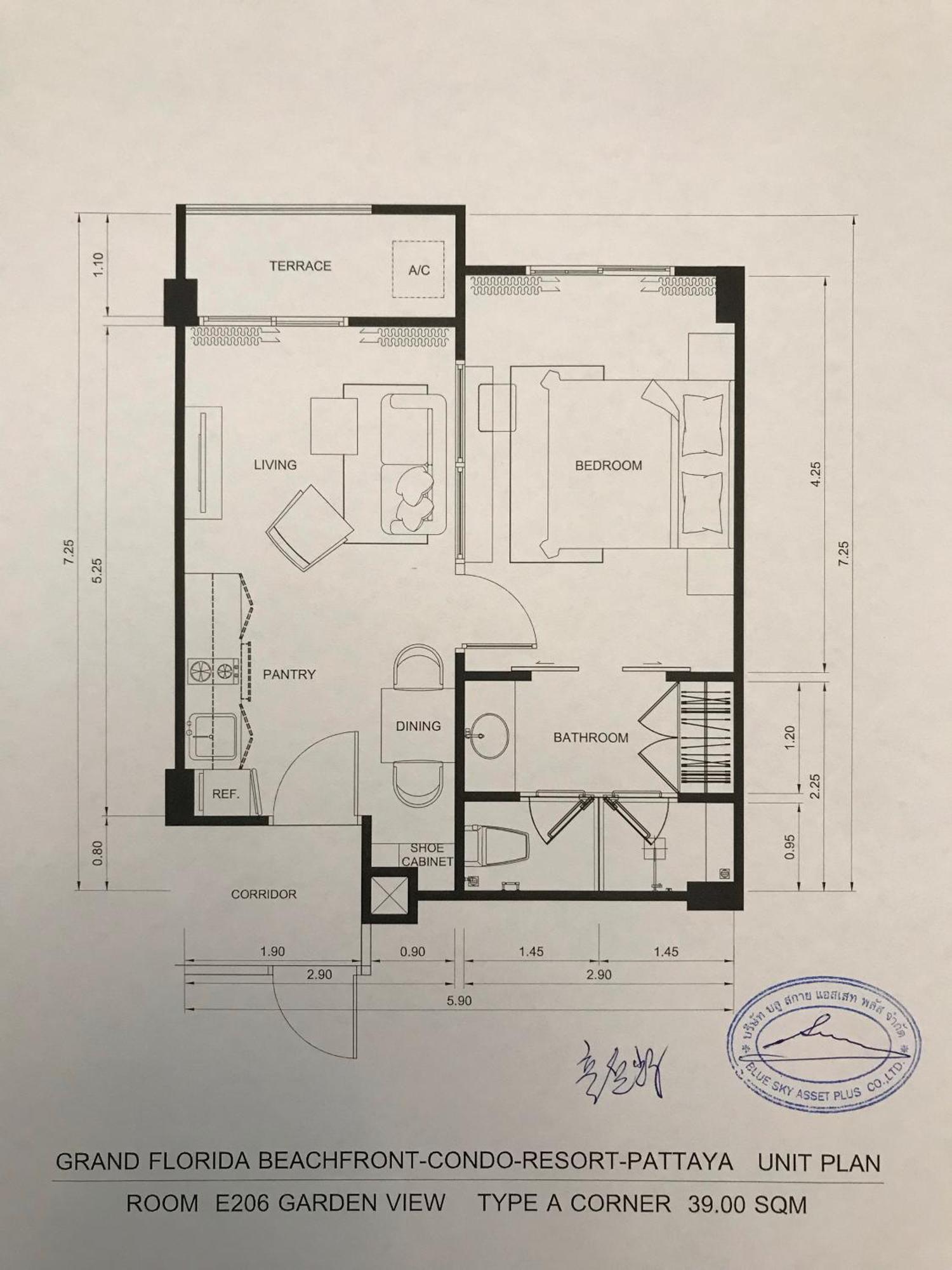 Apartment Grand Florida芭提雅带免费游泳池温泉桑拿浴和健身房瑜伽室私家海滩公寓e206 *