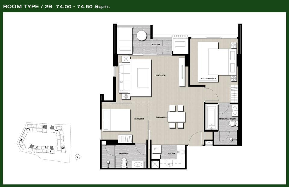 Apartment The Valley Escape สองห้องนอน สวย สงบ สบาย *