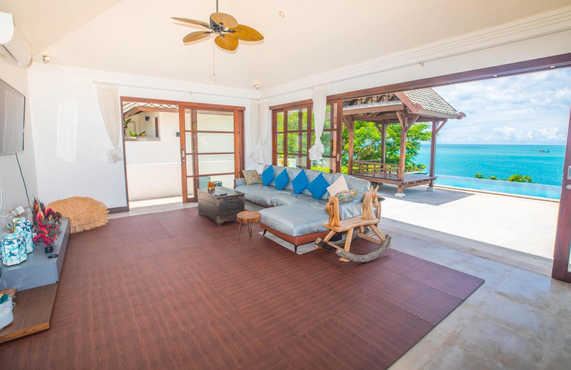 蓝星海边一线海景五卧室度假风别墅 * Koh Samui